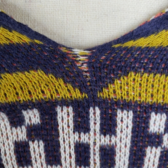 Wild Pearl Aztec Design Open Front Cardigan Lagen Look Blue & Orange Knit Sz M. - Picture 12 of 16